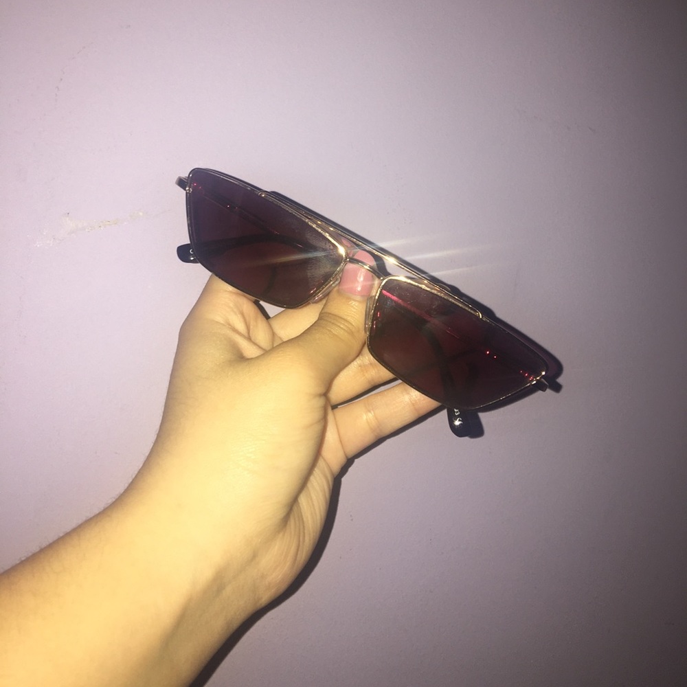 F21 plum/deep purple gold rim glasses.